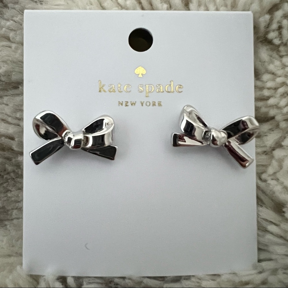 Kate Spade Skinny Mini Silver-tone Bow Stud Earrings